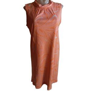 1OF1 Women's Large Vintage Dress 1960's Sleeveless Orange Abstract Swirl